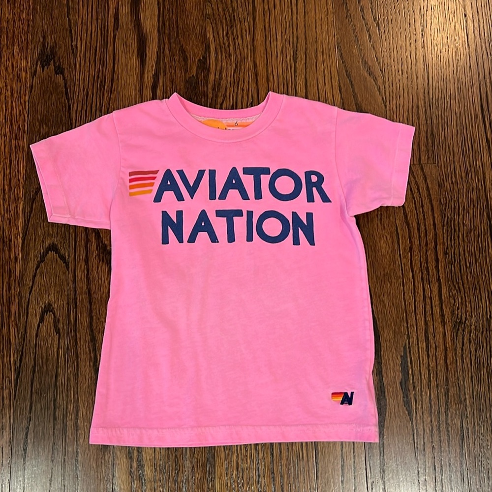 Aviator Nation Girls Size 6 Pink T-Shirt
